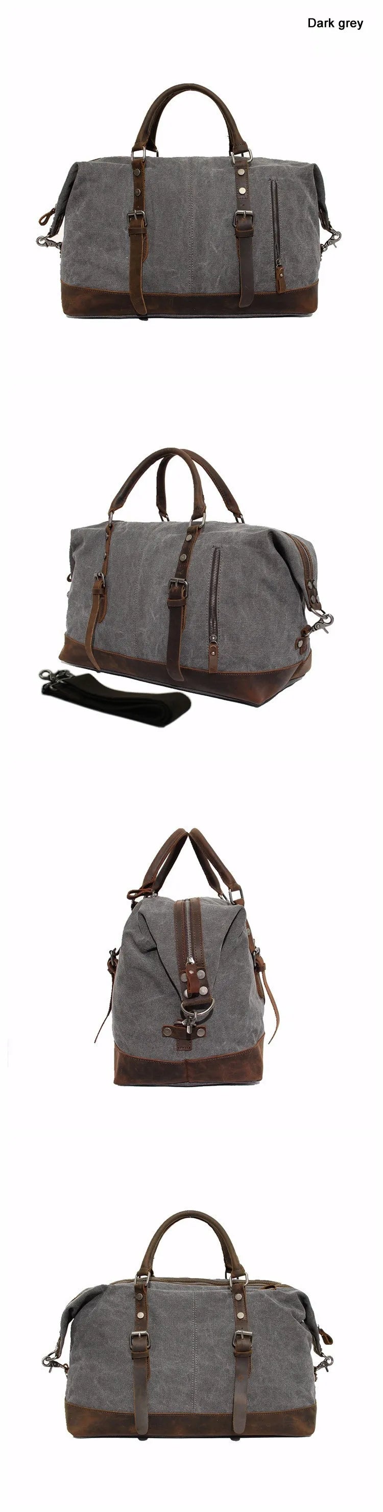 Vintage military Canvas Leather men travel bags Carry on Luggage bags Men Duffel bags travel tote large weekend Bag Overnight