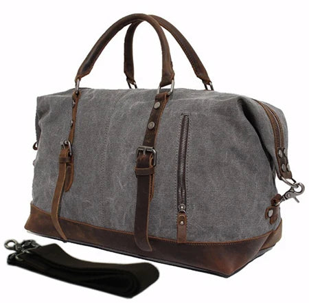 Vintage military Canvas Leather men travel bags Carry on Luggage bags Men Duffel bags travel tote large weekend Bag Overnight