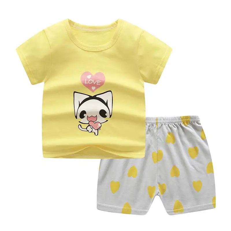 Mickey Mouse Clothes Set For Toddler Costume Summer Cartoon Character Tshirts Sports Clothing Set Infant Baby Kids Outfits