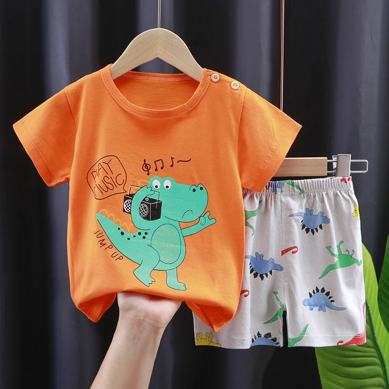 2022 New Summer Infants Clothes Short Sleeve T-shirt+shorts 2-piece For Baby Boys Girls Kids Outfit Children's Clothing Sets