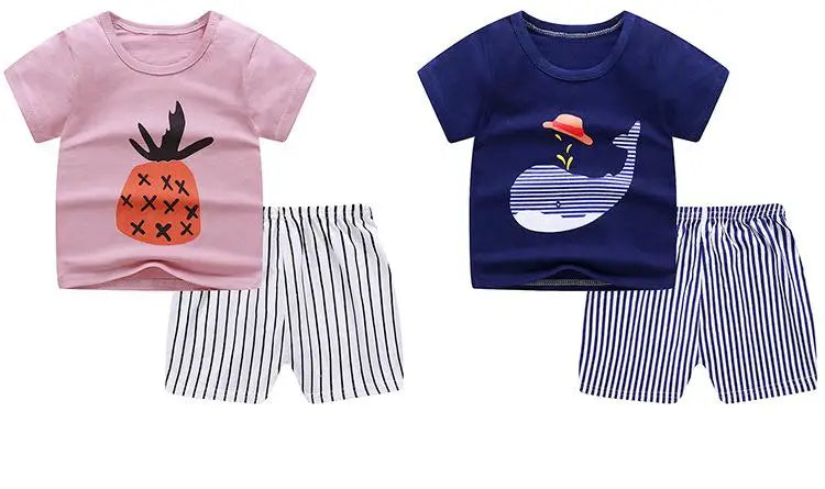 Mickey Mouse Clothes Set For Toddler Costume Summer Cartoon Character Tshirts Sports Clothing Set Infant Baby Kids Outfits