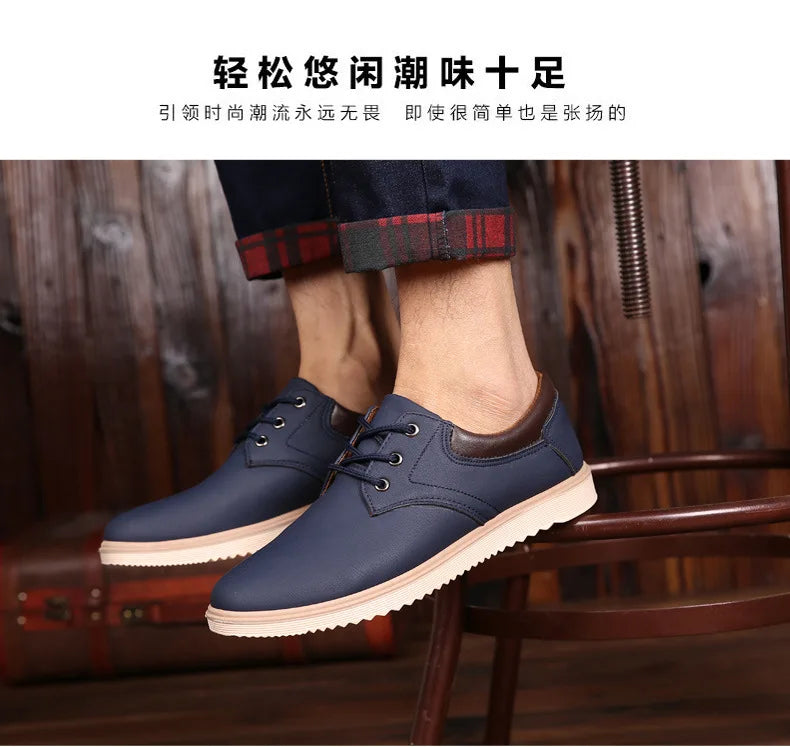 Casual Shoes Men Leather  Men 2023 Summer Brand Comfortable Flat Shoes for Men Trendy Sneaker Men Lace Up Oxfords Shoes