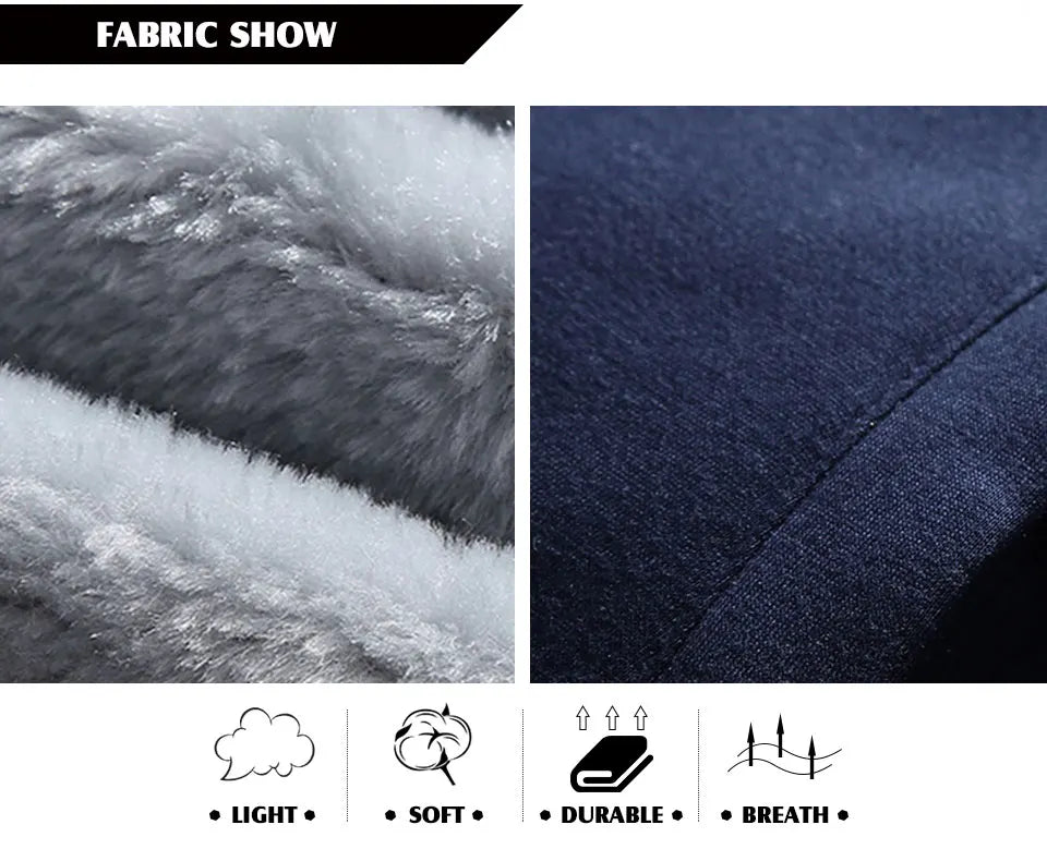 New Fleece Men Set Fashion Brand Tracksuit Lined Thick Sweatshirt + Pants Sportswear Suit Male Winter Warm Hooded Outerwear Suit