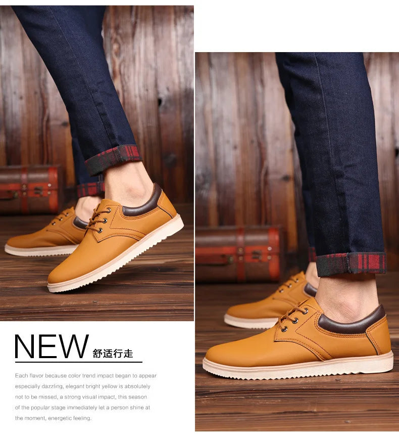 Casual Shoes Men Leather  Men 2023 Summer Brand Comfortable Flat Shoes for Men Trendy Sneaker Men Lace Up Oxfords Shoes