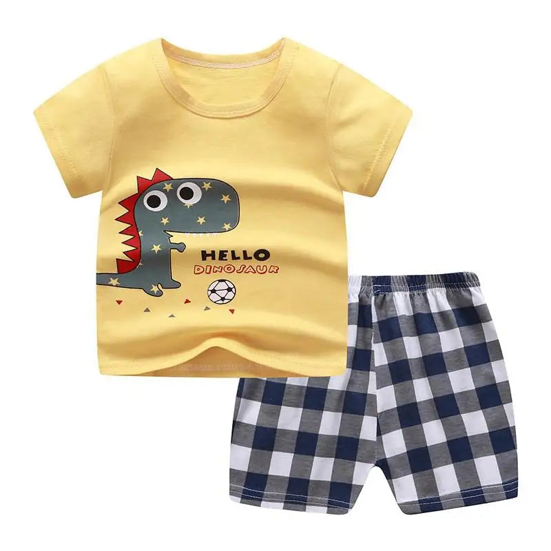 Mickey Mouse Clothes Set For Toddler Costume Summer Cartoon Character Tshirts Sports Clothing Set Infant Baby Kids Outfits