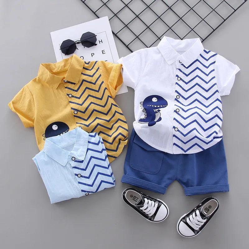 New Fashion Summer Baby Clothes For Boys Children Cartoon Shirt Shorts 2pcs/sets Toddler Casual Sport Clothing Kids Tracksuits