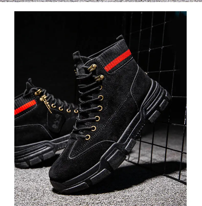 New Men Boots Leather Waterproof Lace Up Boots Men Winter Ankle Lightweight Shoes for Men Winter Casual Non Slip