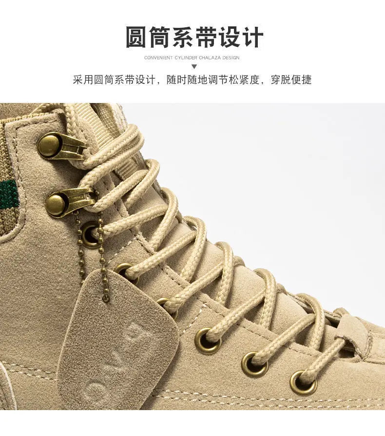 New Men Boots Leather Waterproof Lace Up Boots Men Winter Ankle Lightweight Shoes for Men Winter Casual Non Slip