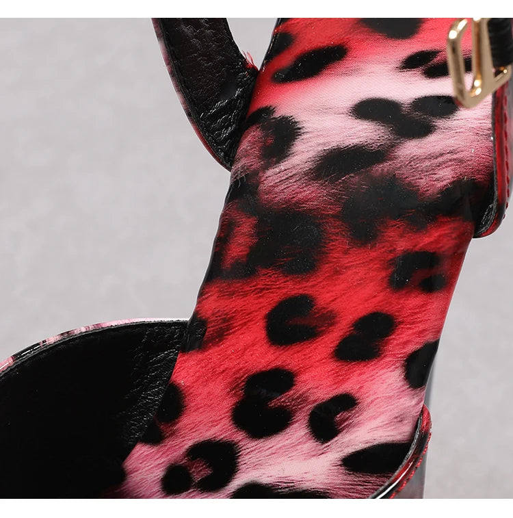 shoes for women 2022 Fashion Women Pumps Retro Thin Heels Sandals Leopard Spring Platform Dress Party Wedding Basic Shoes Woman