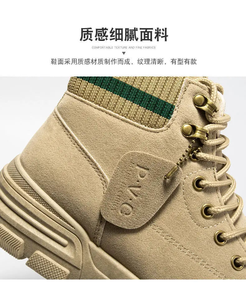 New Men Boots Leather Waterproof Lace Up Boots Men Winter Ankle Lightweight Shoes for Men Winter Casual Non Slip