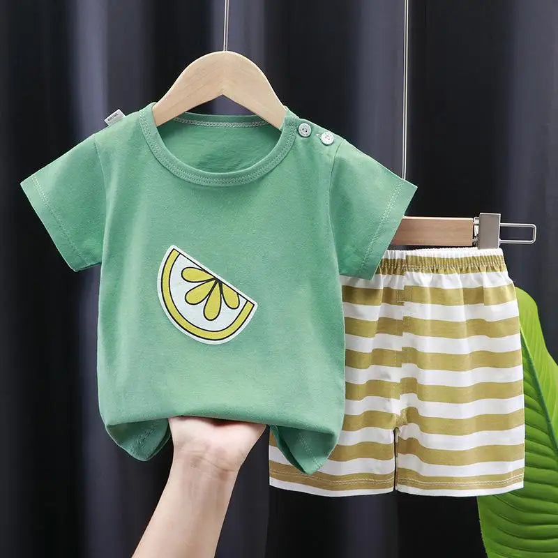 2022 New Summer Infants Clothes Short Sleeve T-shirt+shorts 2-piece For Baby Boys Girls Kids Outfit Children's Clothing Sets