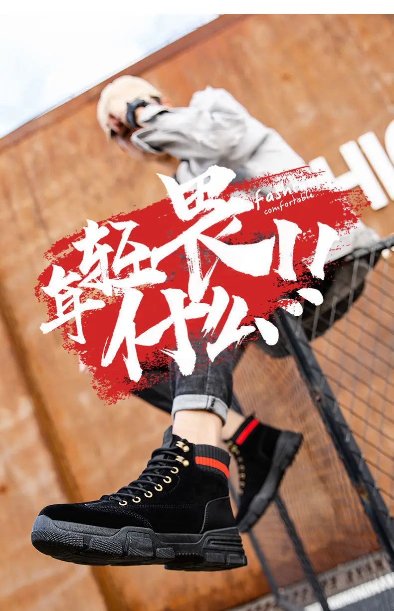 New Men Boots Leather Waterproof Lace Up Boots Men Winter Ankle Lightweight Shoes for Men Winter Casual Non Slip