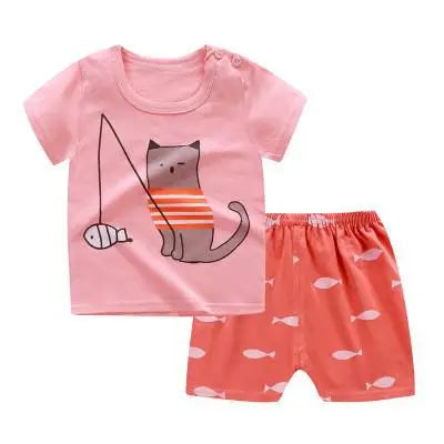 Mickey Mouse Clothes Set For Toddler Costume Summer Cartoon Character Tshirts Sports Clothing Set Infant Baby Kids Outfits