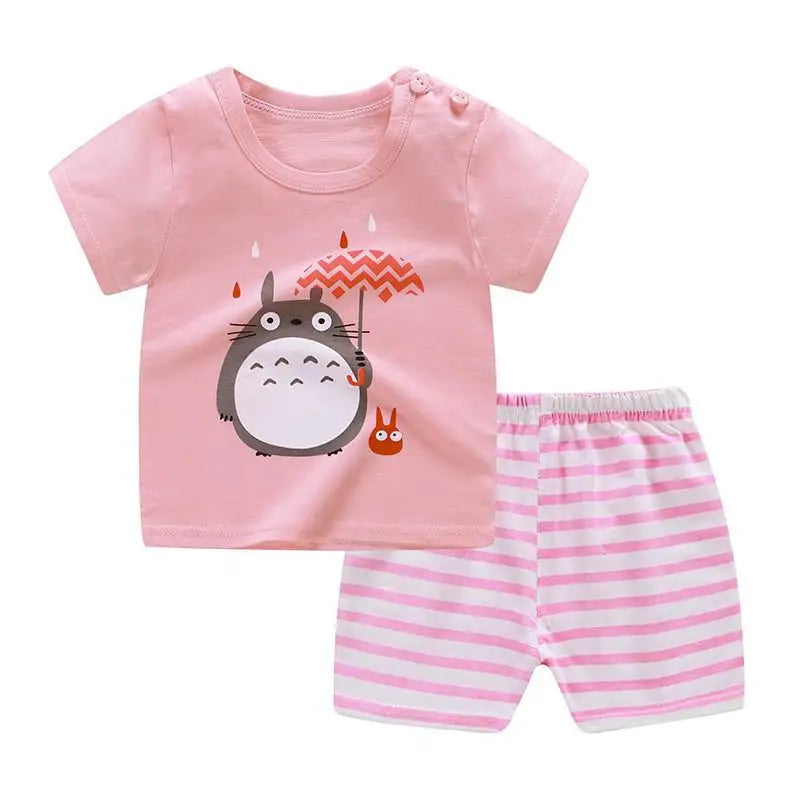 Mickey Mouse Clothes Set For Toddler Costume Summer Cartoon Character Tshirts Sports Clothing Set Infant Baby Kids Outfits