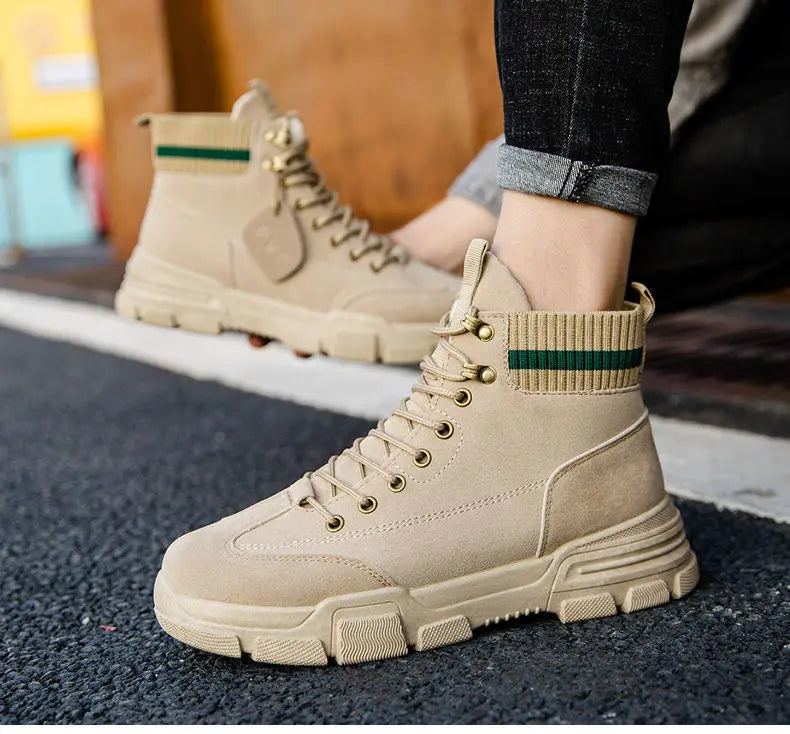 New Men Boots Leather Waterproof Lace Up Boots Men Winter Ankle Lightweight Shoes for Men Winter Casual Non Slip