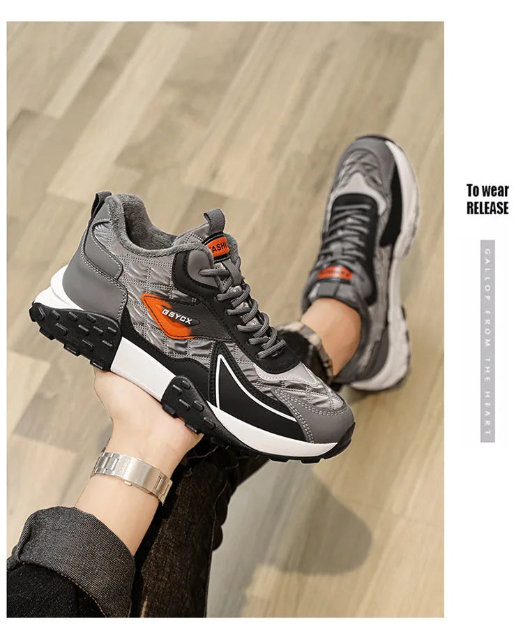 New Sneakers Shoes for Men Luxury Platform Male Sneakers High Quality Casual Running Shoes Winter Plus Size Cotton Man Shoes