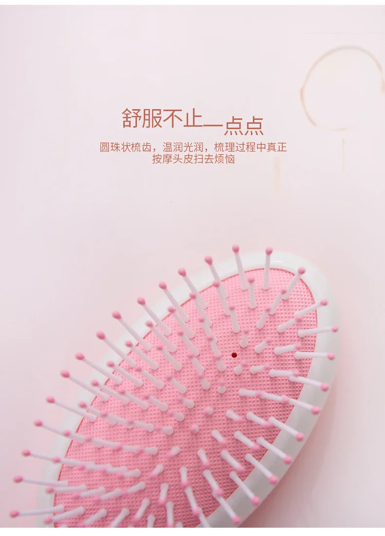 Cute Japanese Korean Massage Anti-screw Plastic Hair Brush White Curly Hair Hollow Activity Gym Untangling Hairdressing Comb