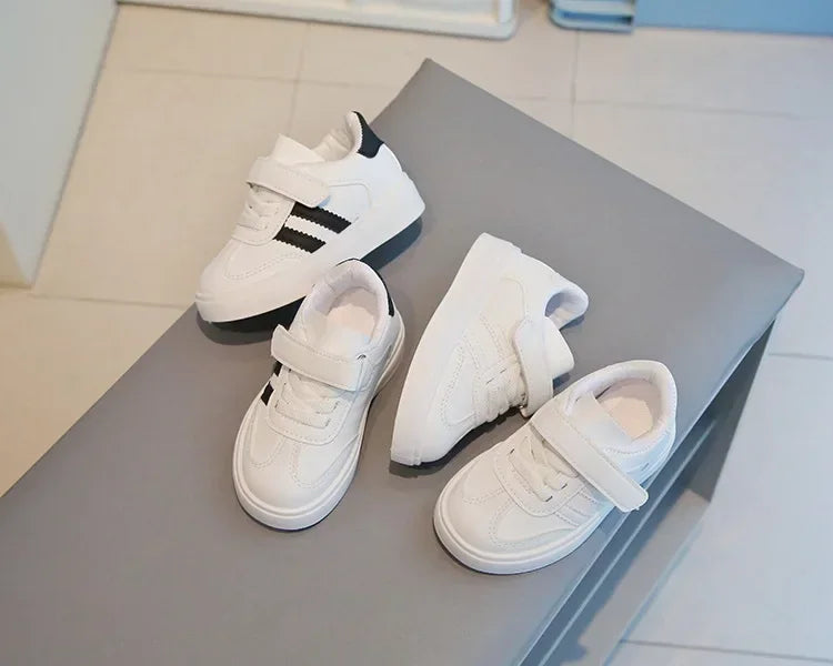 Kids Sports Shoes for School Boys Girls White Shoes Non-slip Soft Sole 2025 New Fashion Children Casual Shoes Hook&loop Trendy