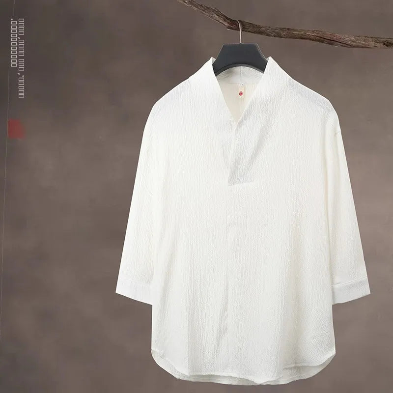 Summer Thin Ice Silk Casual Loose Sve T-irt Two-Piece Set for Young Men Comfortable Breathable Lightweight Long Pants