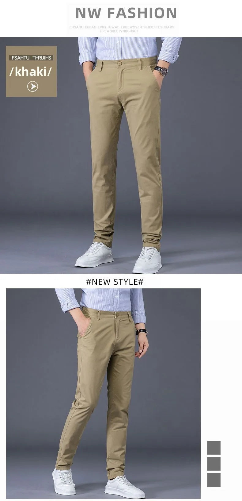 Men's Business Spring and Autumn Men's Casual Pants High-end Cotton Straight Stretch New Long Pants Slim Fleece PantsPlush