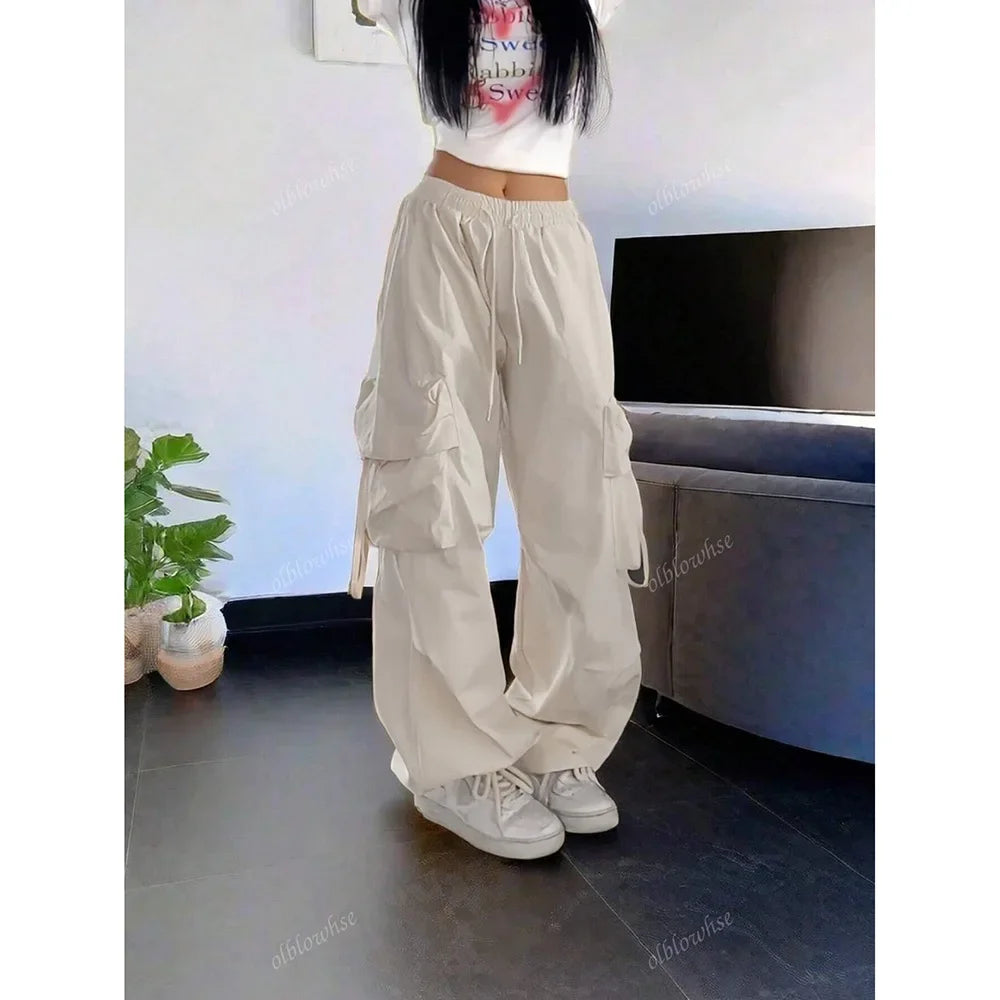 Korean Style Casual Workwear Pants Women's Loose Wide Leg Trousers Straight Cut Drapey Cuffed Long Trousers Fashionable Versatil