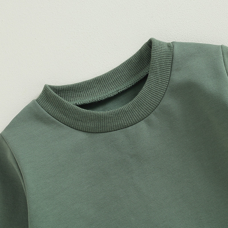 Pudcoco Baby Boy 2 Piece Cute Outfit Solid Color Long Sleeve Sweatshirt and Elastic Pants Set Newborn Infant Fall Clothes 0-3T