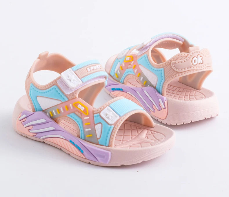 One Pairs of Summer Kids' Sandals Unisex Soft Bottom Casual Beach Shoes for Primary School Students