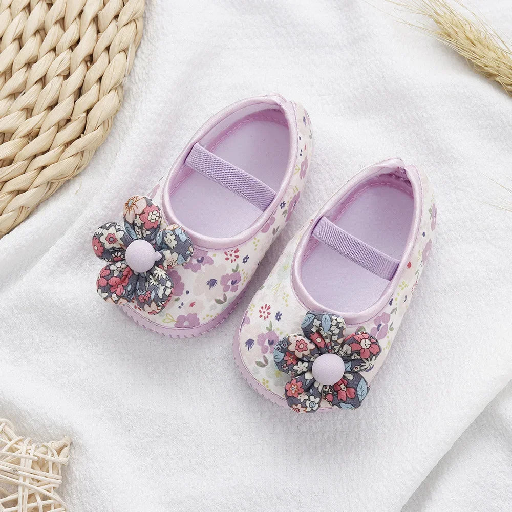 Baby Shoes for Kids Girls Colorful Flowers Princess Shoes Infant Toddler Soft Cotton Anti-slip First Walkers Shoes 0-18 Months