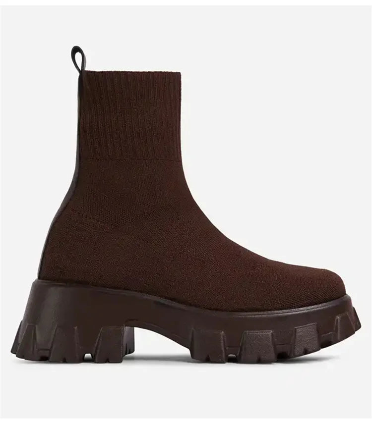 Women Boots Autumn Winter Boots Slip on Knitted Socks Shoes Women 2022 Platform Boots with Heels Botas De Mujer Female Botines