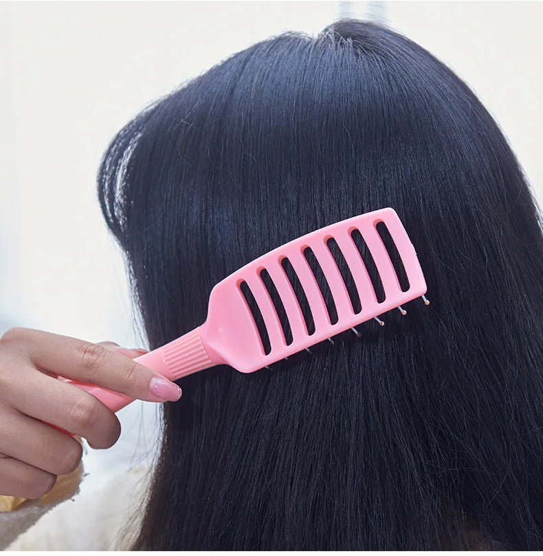Cute Japanese Korean Massage Anti-screw Plastic Hair Brush White Curly Hair Hollow Activity Gym Untangling Hairdressing Comb