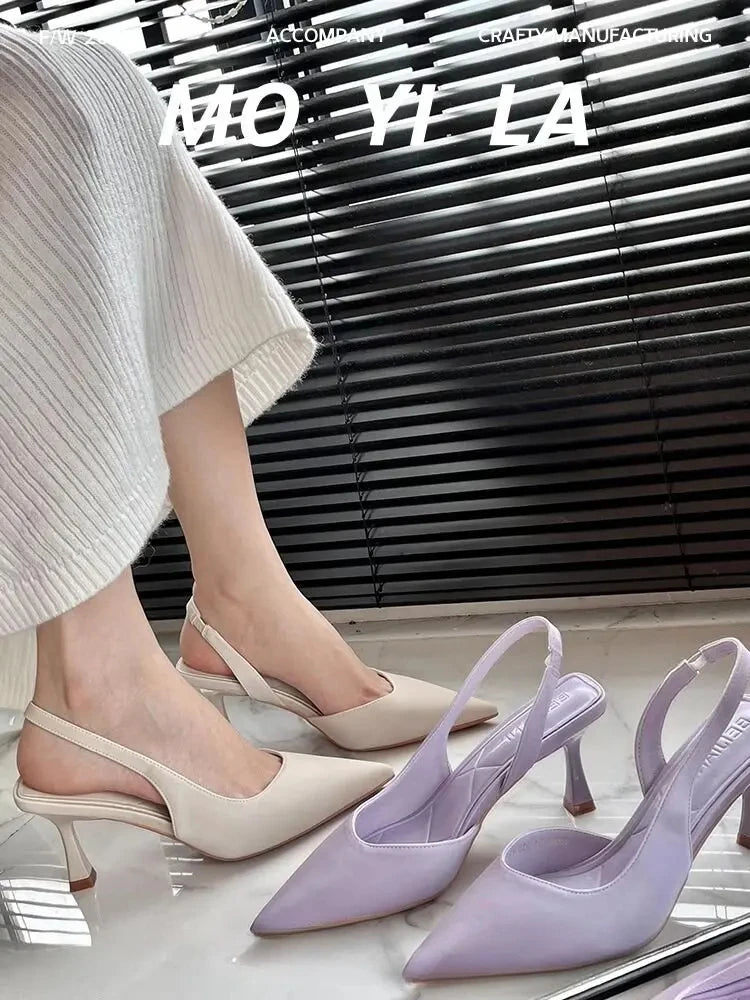 2025 New Summer Women's Shoes Fashion Women's Pumps Pointed Toe High Heels Shallow Women's Sandals Shoes for Women Zapatos Mujer