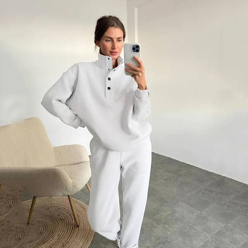 Oversized Solid Casual Pullovers Long Pant Set Warm Hoodie  New Tracksuit Suit Fashion pant sets sets for women 2 pieces
