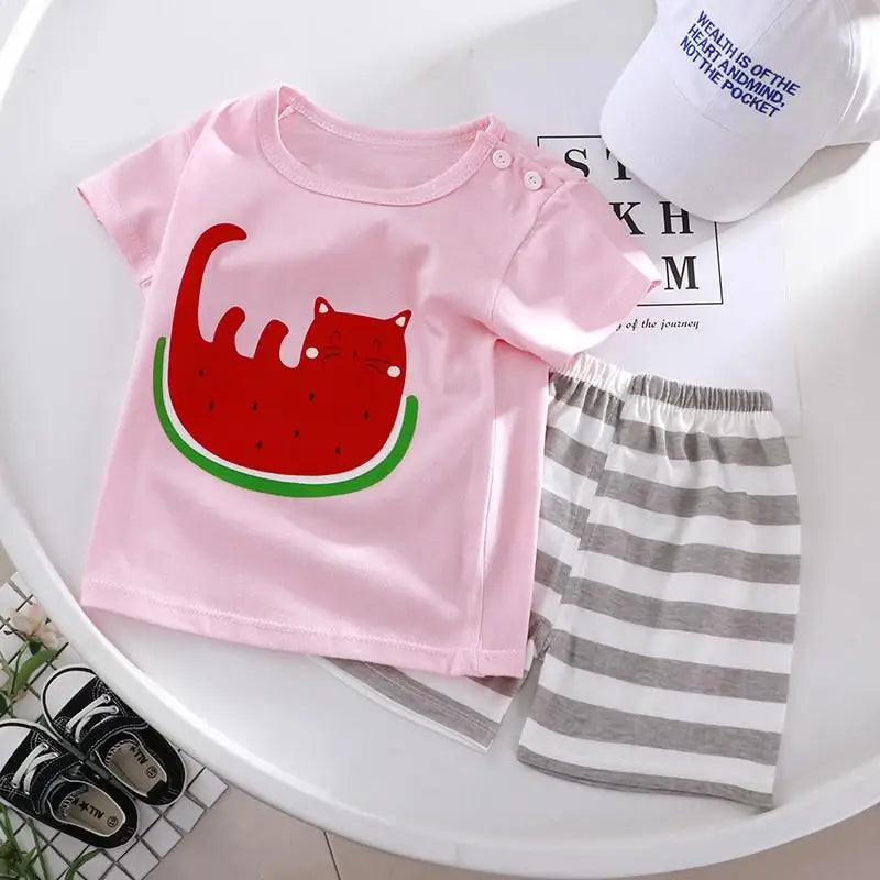 2022 New Summer Infants Clothes Short Sleeve T-shirt+shorts 2-piece For Baby Boys Girls Kids Outfit Children's Clothing Sets
