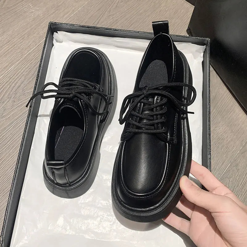 Women's Shoes Platform Round Toe British Style All-Match Oxfords Casual Female Sneakers Shallow Mouth Flats Autumn Loafers With