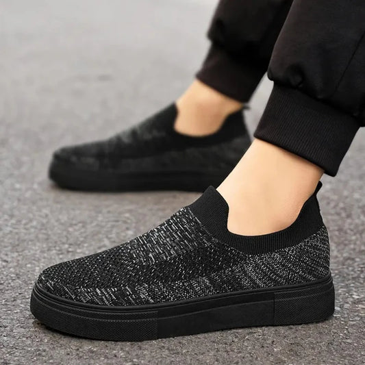 Men's Casual Shoes with Simple Mesh Design Flat Low-top Spring and Summer Shallow-mouthed Wearing Style Versatile Walking Shoes