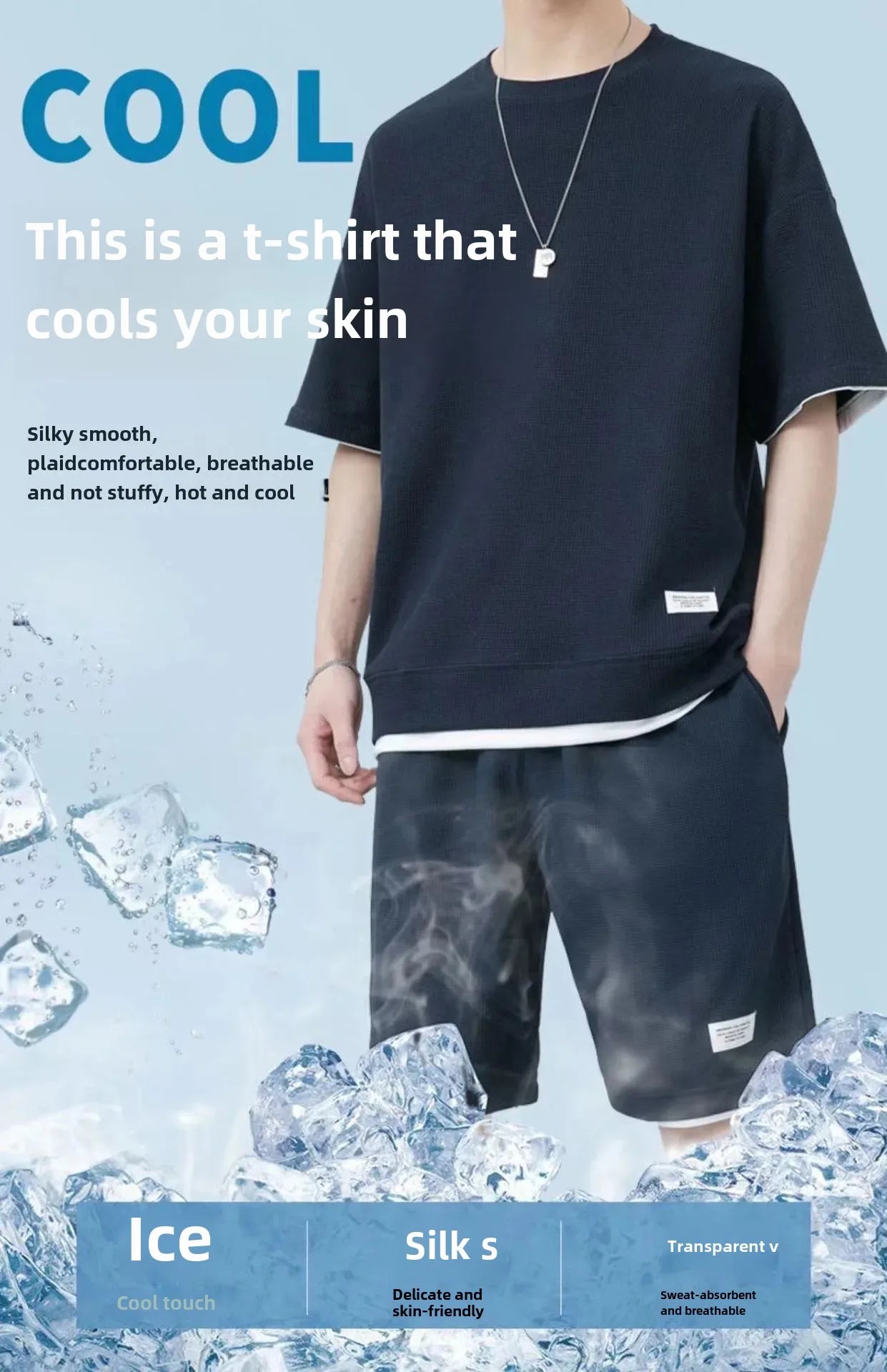 Casual Summer Sports Wear Loose-Fit Men's Suit Korean Trendy Short Sleeves T-shirt 2-Piece Set Lightweight Fashionable Streetwea