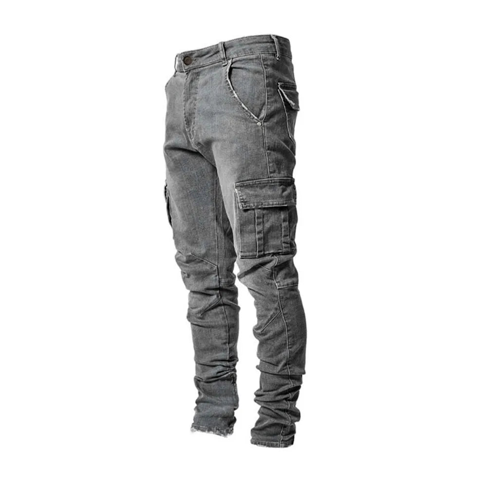Men's jeans, casual tight pants, elastic denim pants, men's slim fit straight leg pants, fashionable jeans, pencil pants, men's