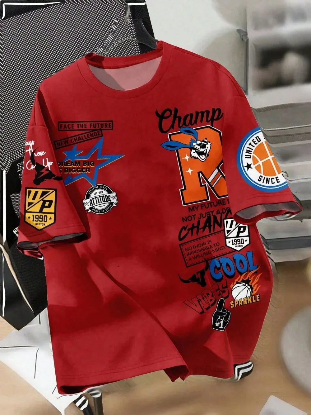 New Creative Breathable Men's T-shirt with Graffiti Printed Pattern Outdoor Quick drying Comfortable Sports Top