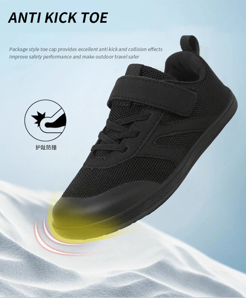 Kid Wide Width Barefoot Shoes | Boys/Girls Minimalist Elastic Opening Sneakers| Flexible- Zero Drop Sole Outdoor Children Shoes