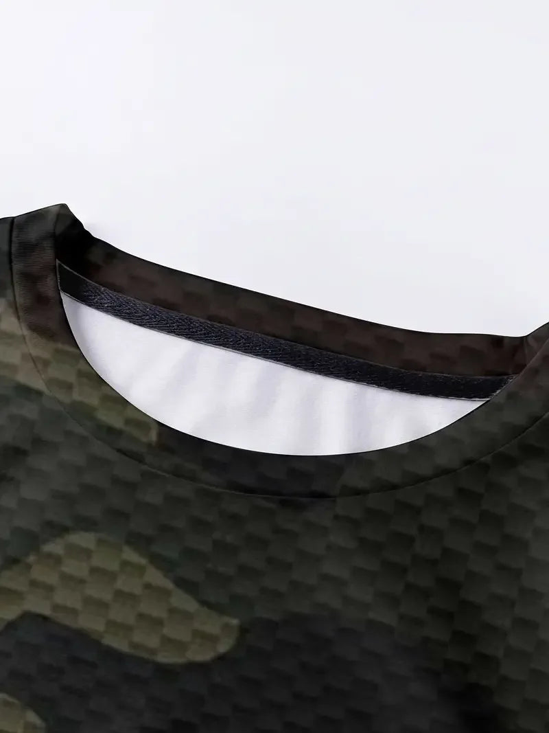 Summer Outdoor Men's T Shirt 3d Skull Warrior Camouflage Print Man Trendy Color Block Short Sleeve Tee Crew Neck T-Shirt Clothes