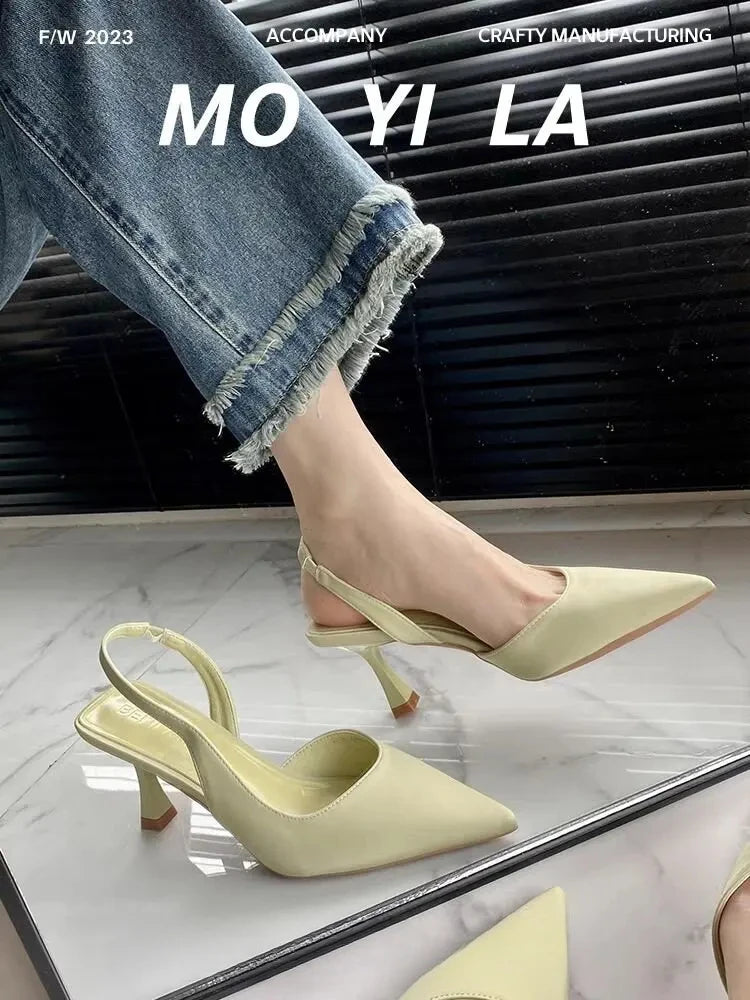 2025 New Summer Women's Shoes Fashion Women's Pumps Pointed Toe High Heels Shallow Women's Sandals Shoes for Women Zapatos Mujer