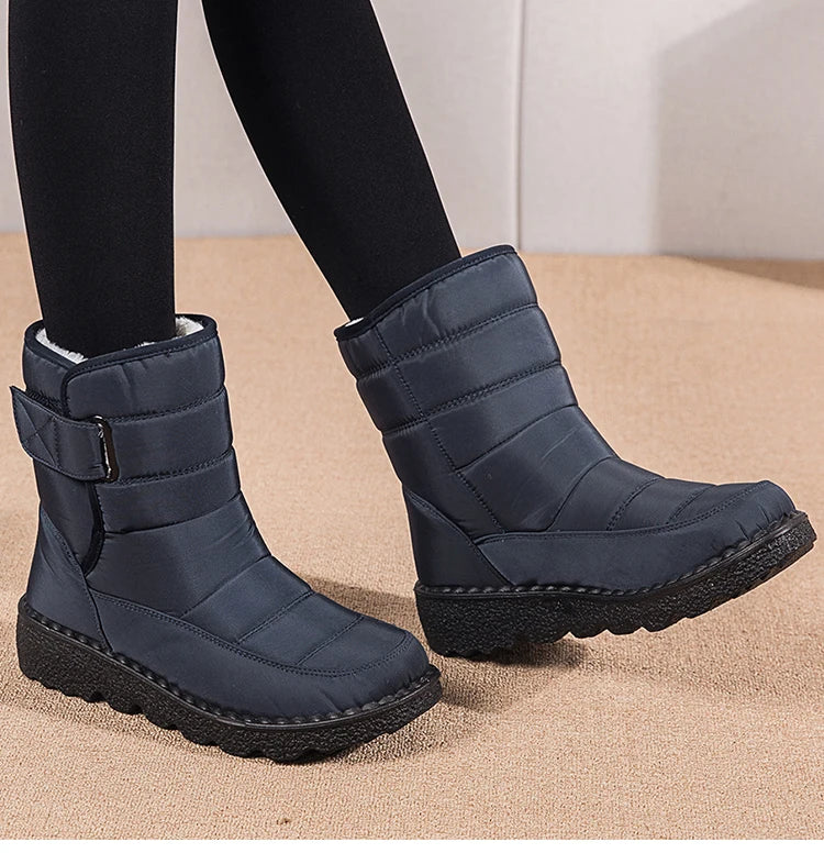 Boots Woman 2025 Winter Boots Women Low Heels Snow Boots With Fur Warm Footwear Winter Shoes Woman Luxury Middle Botas Mujer