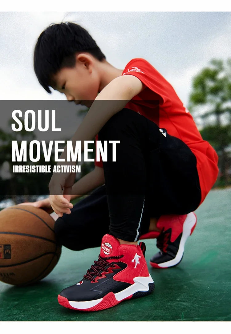 Boys Basketball Shoes High Quality Soft Top Thick Sole Non-slip Kids Sneakers Children Trainer Shoes Outdoor Boy Sport Basket