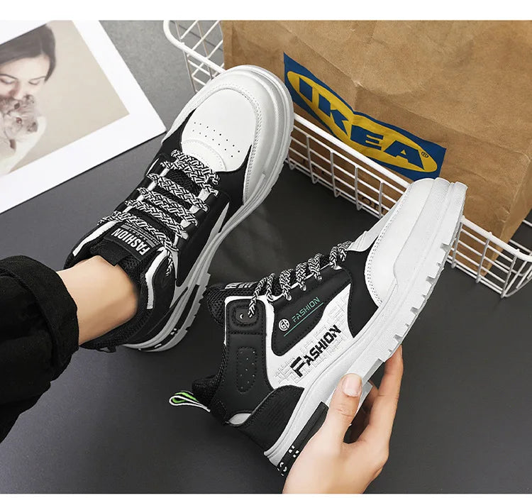 Men's Casual Boots Stylish Thick-soled Non-slip Hiking Boots Breathable High-top Sneakers Ankle Boots for Men Bottes Pour Hommes