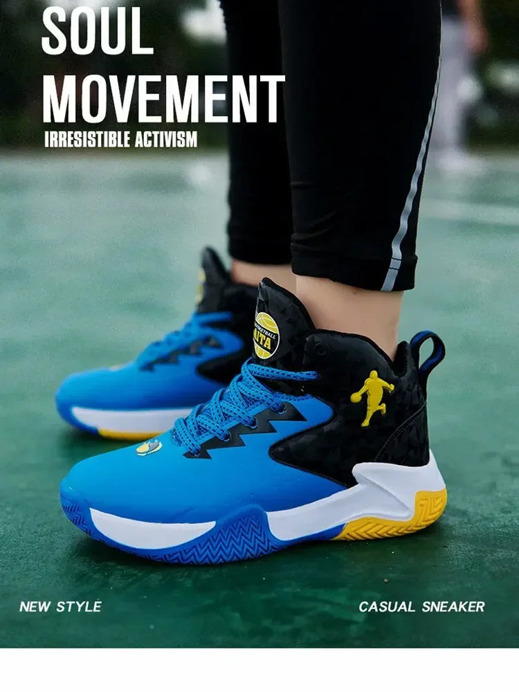 Boys Basketball Shoes High Quality Soft Top Thick Sole Non-slip Kids Sneakers Children Trainer Shoes Outdoor Boy Sport Basket