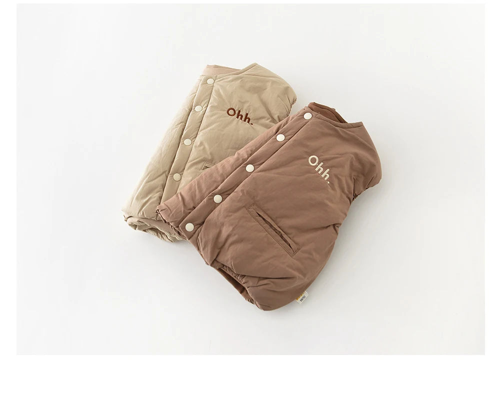 LILIGIRL Winter Baby Vest Thicken Letter Toddler Girls Waistcoat Simple Warm Infant Fleece Padded Coat 6M-3T