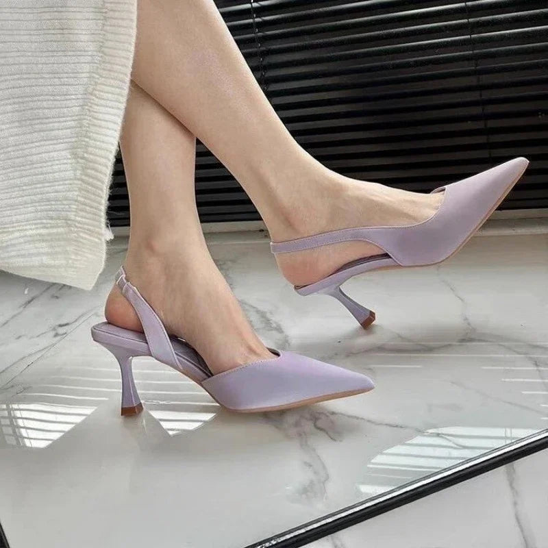 2025 New Summer Women's Shoes Fashion Women's Pumps Pointed Toe High Heels Shallow Women's Sandals Shoes for Women Zapatos Mujer