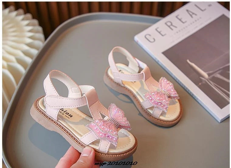 Kids Sandals Girls Shoes Summer New Arrival Beach Shoes with Slip-Resistant Soles Princess Style Sweet Exquisite 23-36 Size
