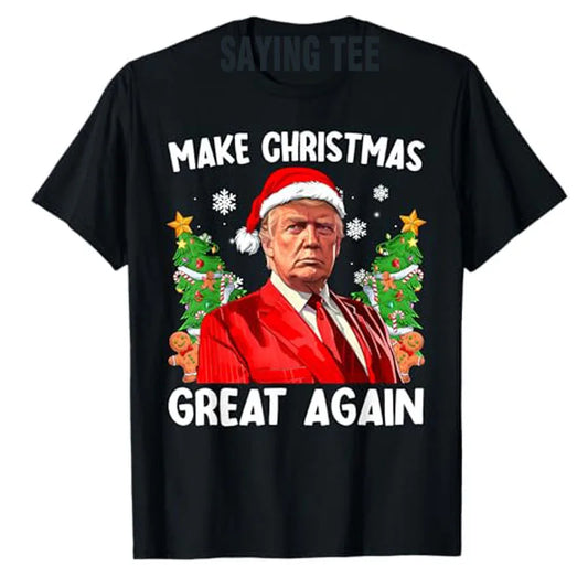 Make Christmas Great Again Funny Santa MAGA Men Xmas T-Shirt Novelty Gift Humorous Ugly Christmas Sweater Saying Tee Y2k Top