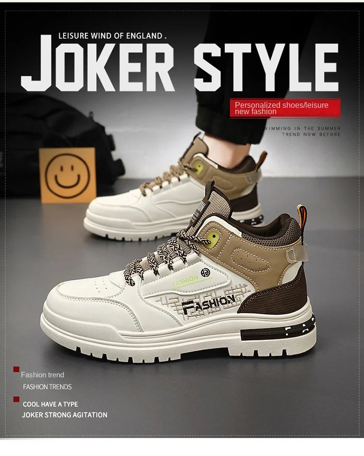 Men's Casual Boots Stylish Thick-soled Non-slip Hiking Boots Breathable High-top Sneakers Ankle Boots for Men Bottes Pour Hommes